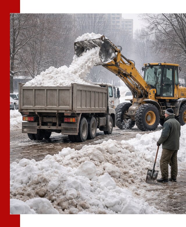 Вывоз снега грузовой техникой в Пугачёве оперативно и чисто