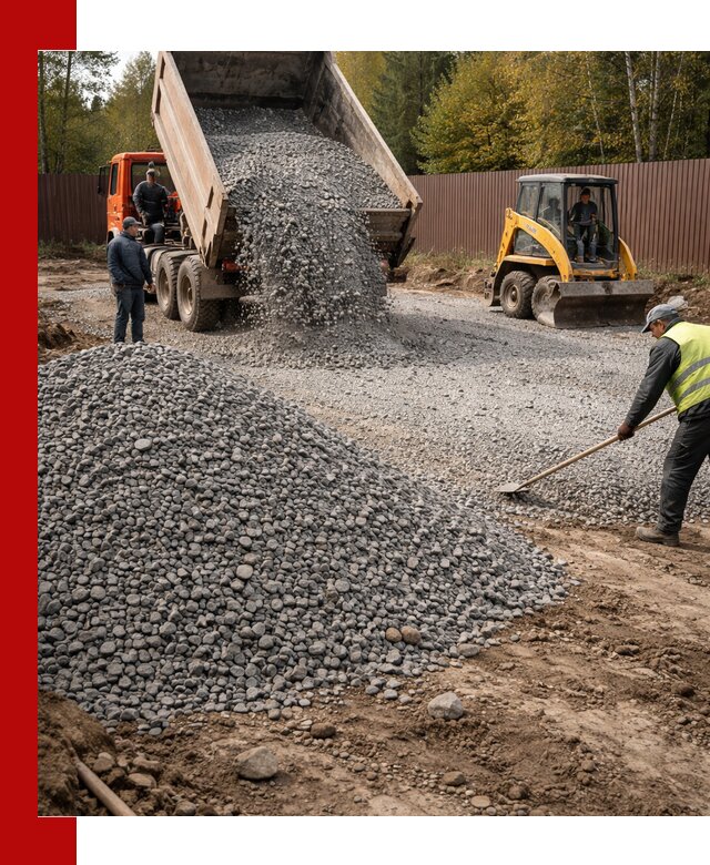 Отсыпка участка щебнем с доставкой и уплотнением в Пугачёве